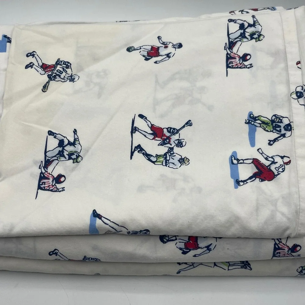 Pottery Barn All Star Sports Sheet Set Organic Cotton Football Soccer Lacrosse